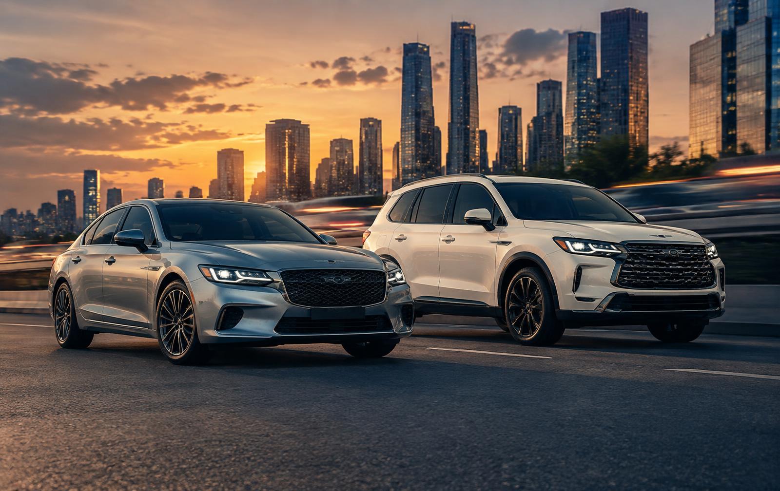 Modern sedans and SUVs ready for working drivers